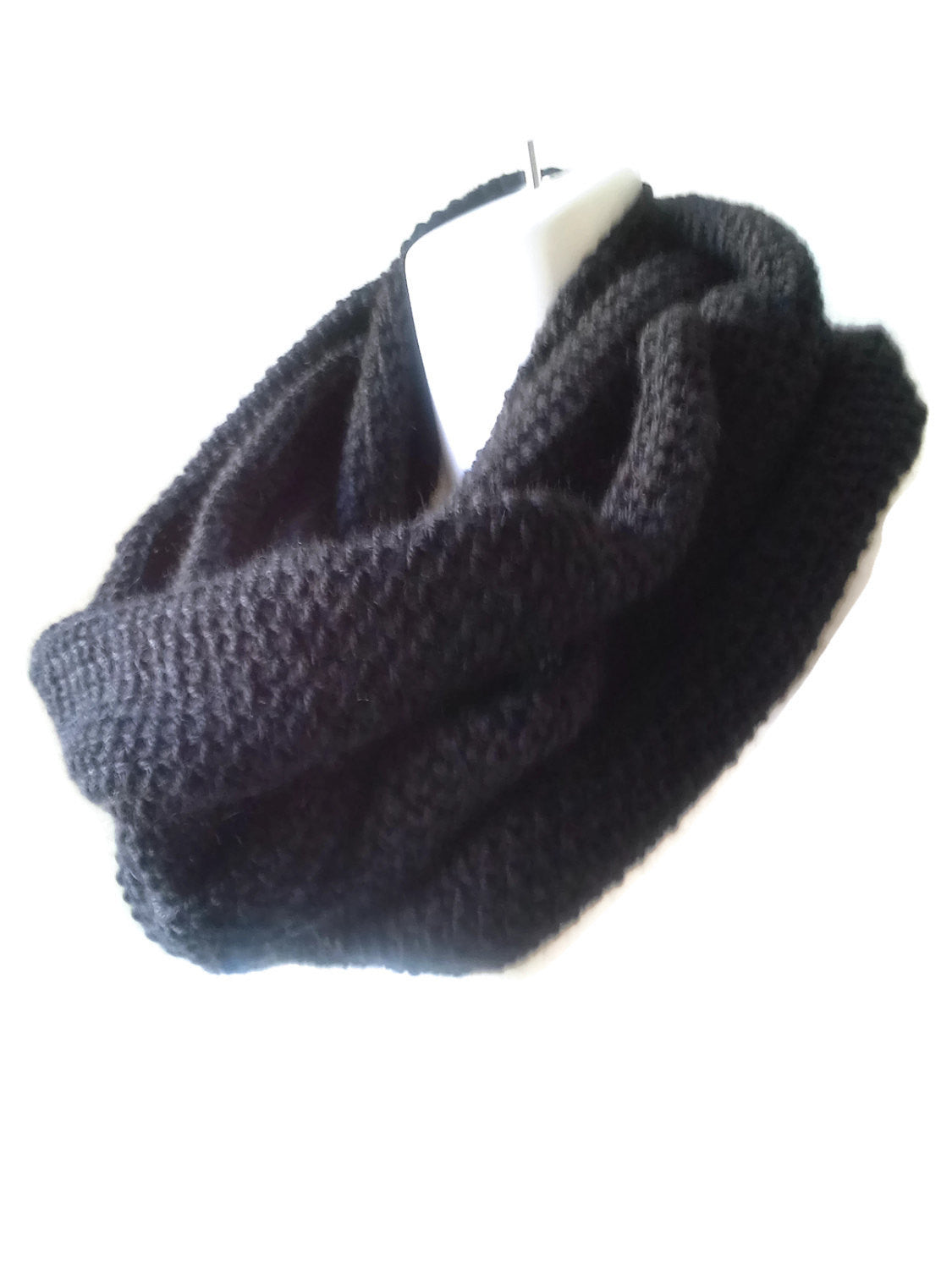 Black Pure Alpaca Infinity Scarf - Smitten Kitten Originals Knits - 5