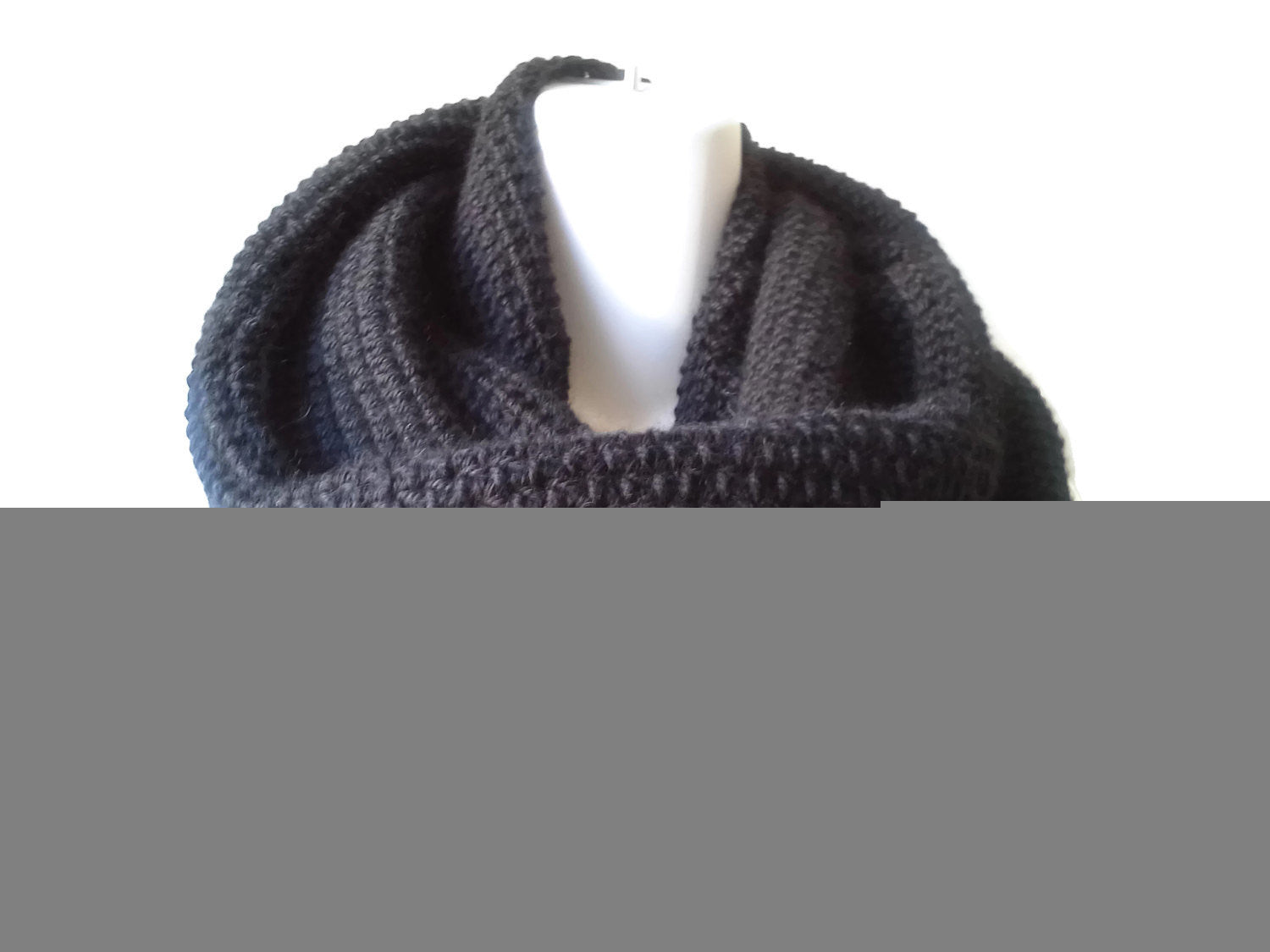 Black Pure Alpaca Infinity Scarf - Smitten Kitten Originals Knits - 2