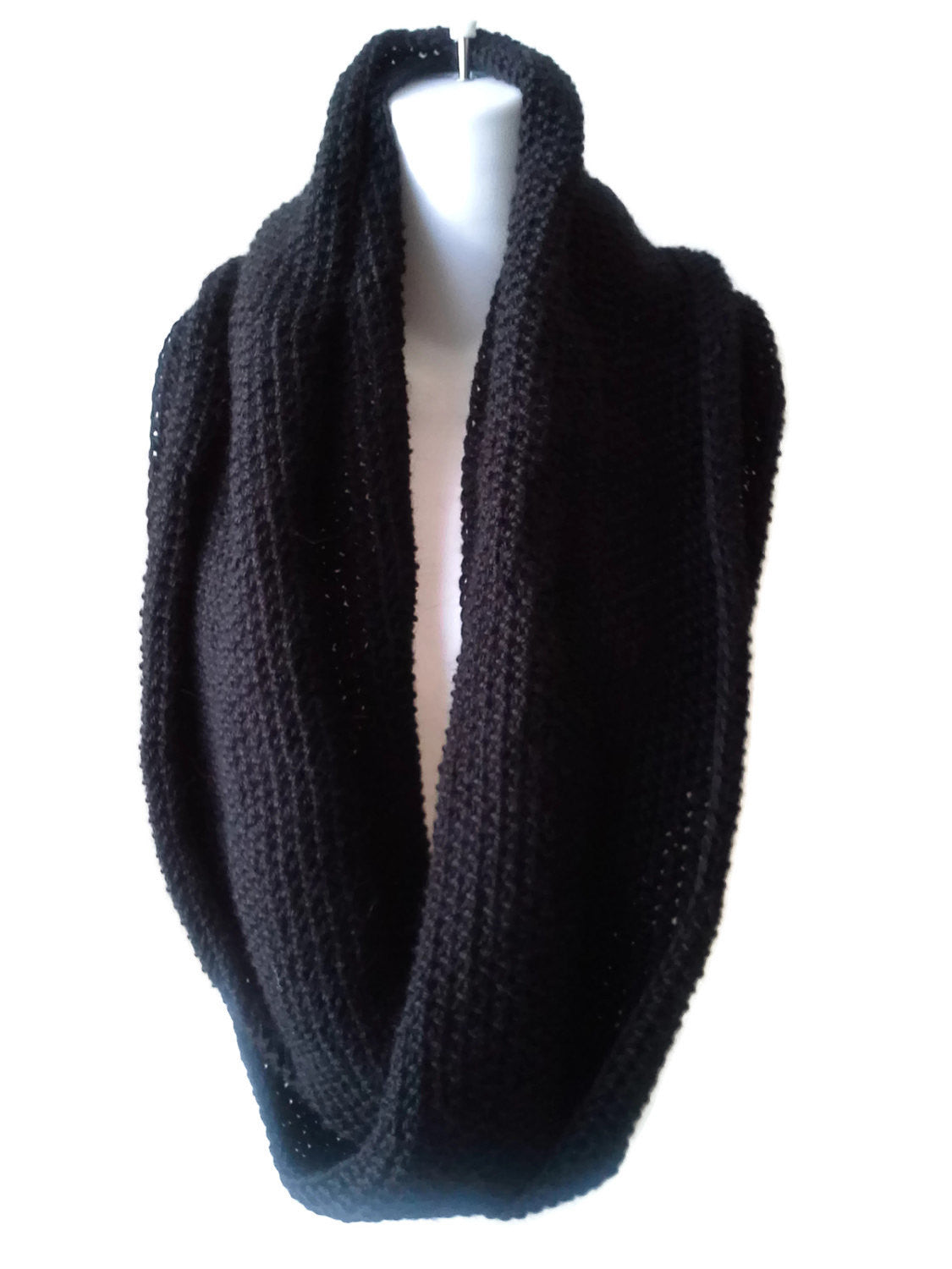 Black Pure Alpaca Infinity Scarf - Smitten Kitten Originals Knits - 3