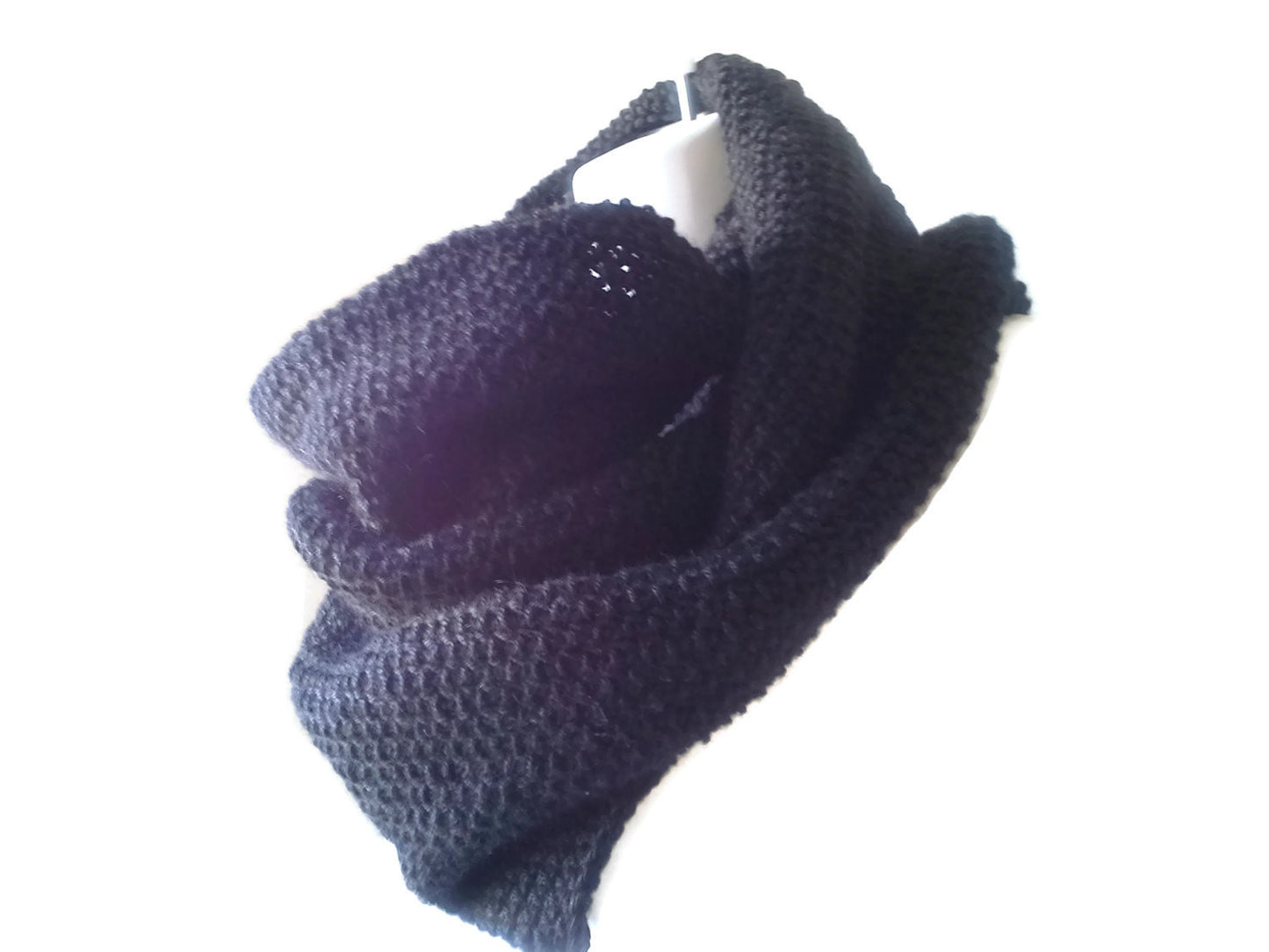 Black Pure Alpaca Infinity Scarf - Smitten Kitten Originals Knits - 4